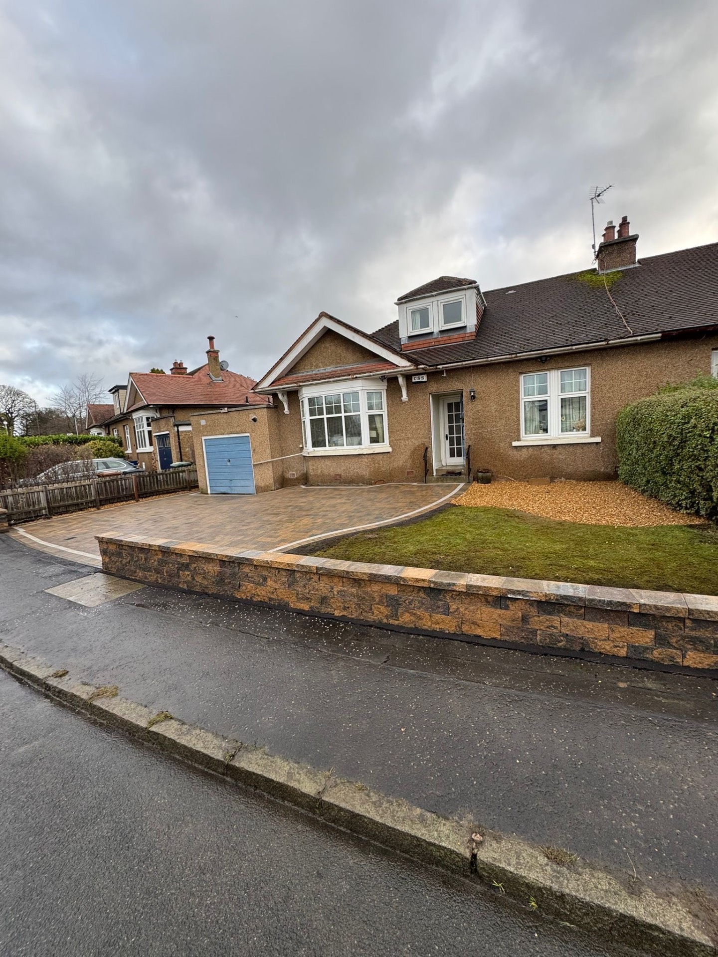 Tobermore Shannon with garden stone walling near Cramond, Edinburgh